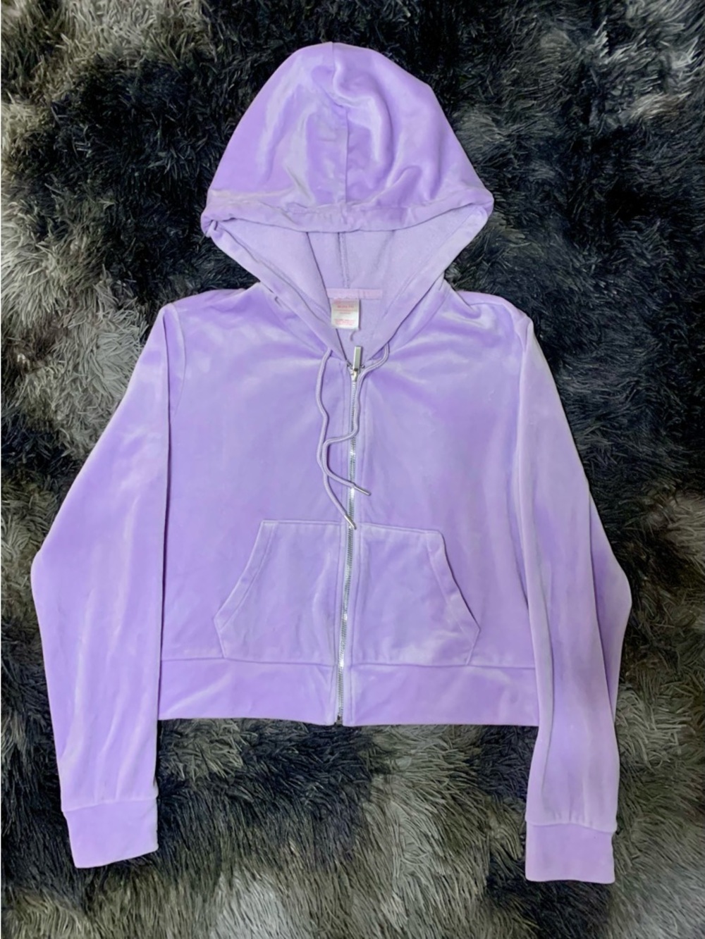 Girls Cropped Lavender Zip-Up Hoodie Size XL (15/17)
